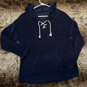 Cynthia Rowley - 'Terry' Navy Lace Up Hoodie